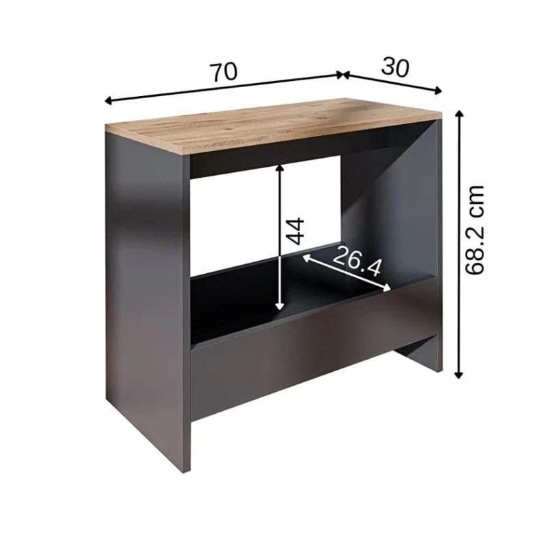 Jurnal masası Art-112, 30x70x70 sm, laminat, boz/qəhvəyi