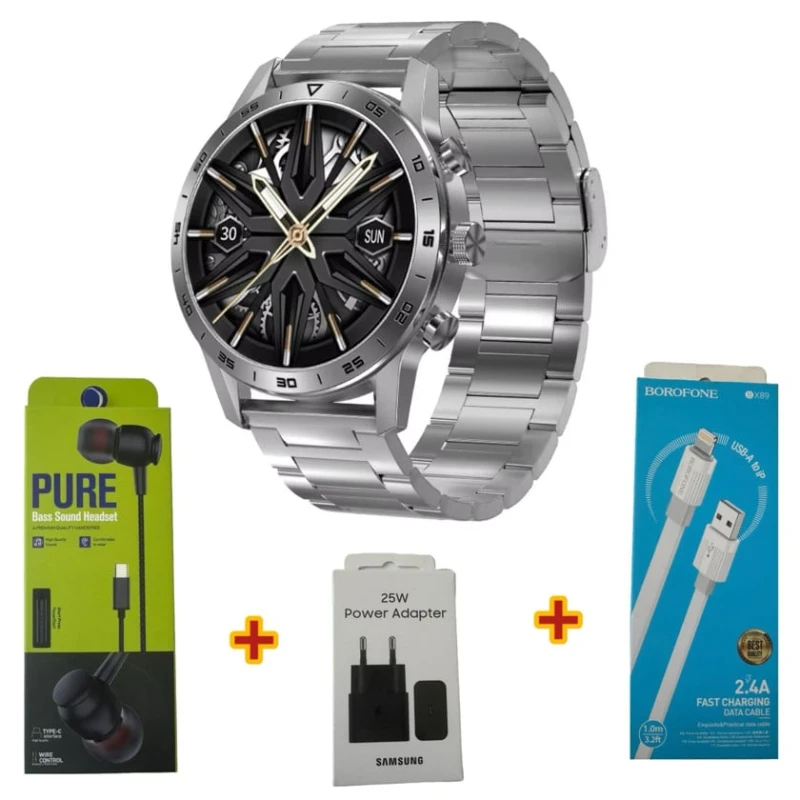 Ağıllı saat Smart Watch dt70 Plus Silver Steel + Free Gift