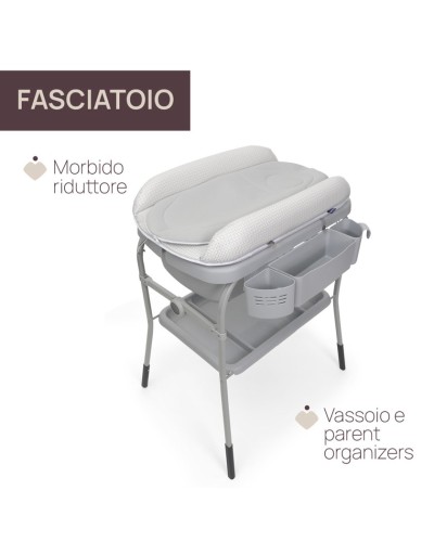 Bələmə masası Chicco Cuddle & Bubble vanna ilə, boz, 28x81x102 sm