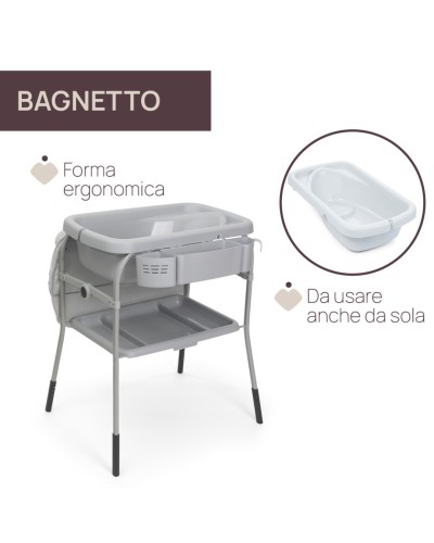 Bələmə masası Chicco Cuddle & Bubble vanna ilə, boz, 28x81x102 sm