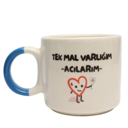 Krujka Tek Mal Varlığım Acılarım yazısı ilə, 250 ml, rəngbərəng