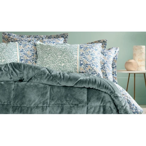 Комплект постельного белья Yataş Lesly Triola, одеяло 195x215 см, простыня 160x200 см, наволочки 50x70 см 2 шт, двуспальный, хлопок/полиэстер, Yeşil