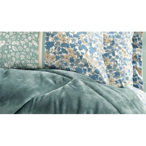 Комплект постельного белья Yataş Lesly Triola, одеяло 195x215 см, простыня 160x200 см, наволочки 50x70 см 2 шт, двуспальный, хлопок/полиэстер, Yeşil