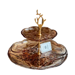 Şirniyyat qabı 2 mərtəbəli Mondo 32х40 sm, şüşə, qəhvəyi (229553)