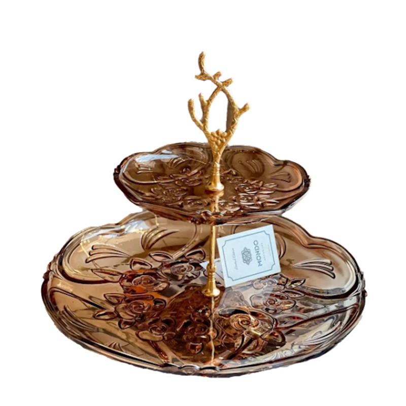 Şirniyyat qabı 2 mərtəbəli Mondo 32х40 sm, şüşə, qəhvəyi (229553) Şirniyyat qabı 2 mərtəbəli Mondo 32х40 sm, şüşə, qəhvəyi (229553)