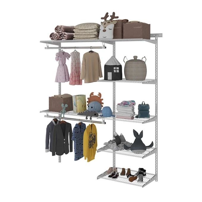 Вешалка с полками Praktik Home Optima G150, гардеробная система, белая Вешалка с полками Praktik Home Optima G150, гардеробная система, белая