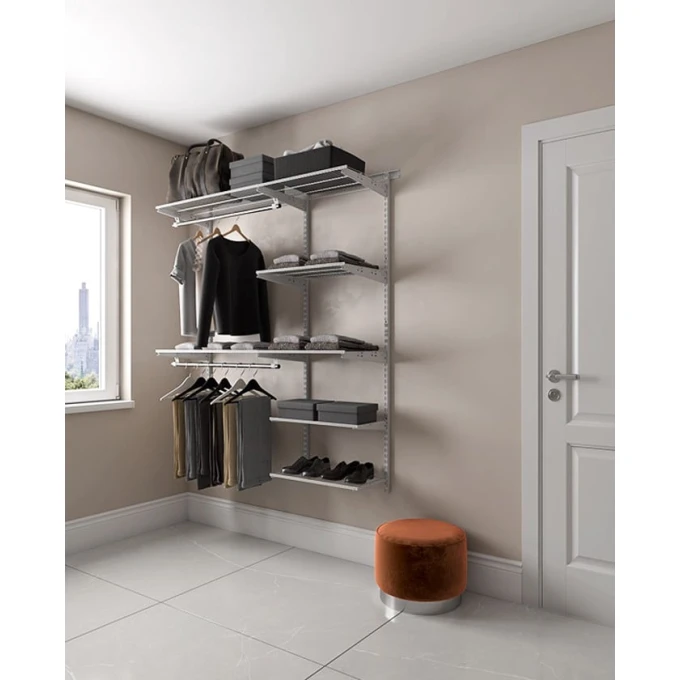 Вешалка с полками Praktik Home Optima G150, гардеробная система, белая Вешалка с полками Praktik Home Optima G150, гардеробная система, белая