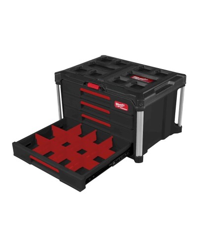 Qutu-araba Milwaukee Packout 4 Drawer, 560x410x360 mm, qara/qırmızı