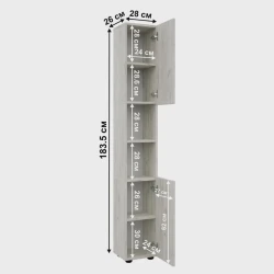 Шкаф-пенал для ванной Letta 3563_Letta25BathPenDC, 26x28x183 см Шкаф-пенал для ванной Letta 3563_Letta25BathPenDC, 26x28x183 см