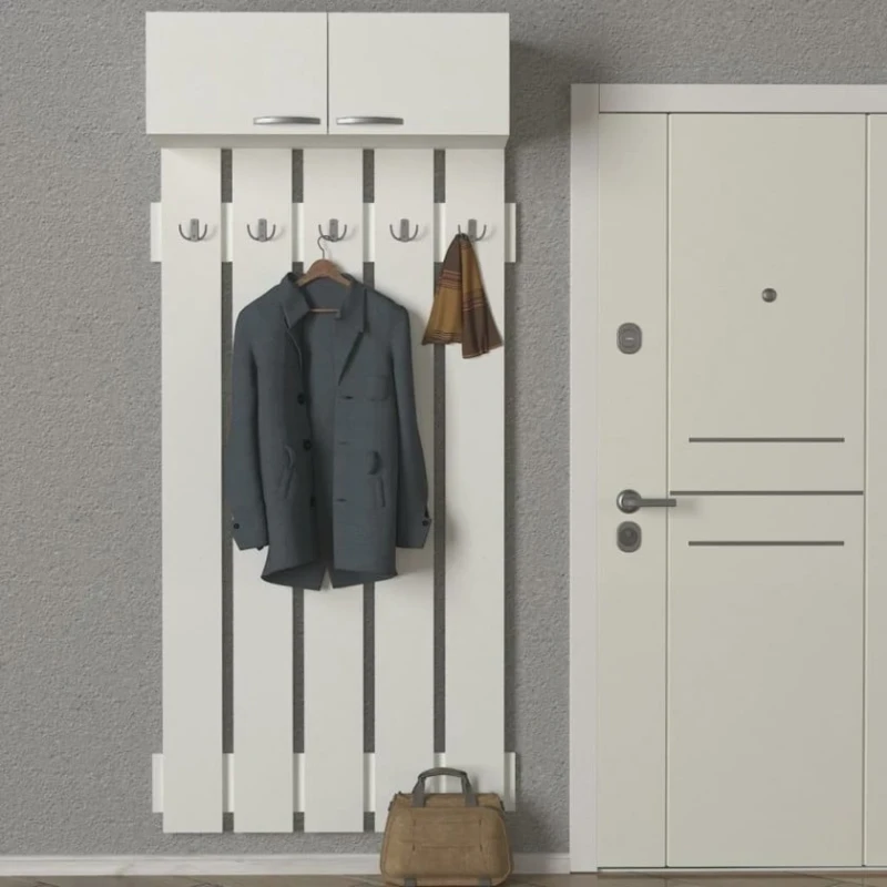 Вешалка Ev Plus Yonca, ЛДСП, 200x90x31 см, белая Вешалка Ev Plus Yonca, ЛДСП, 200x90x31 см, белая