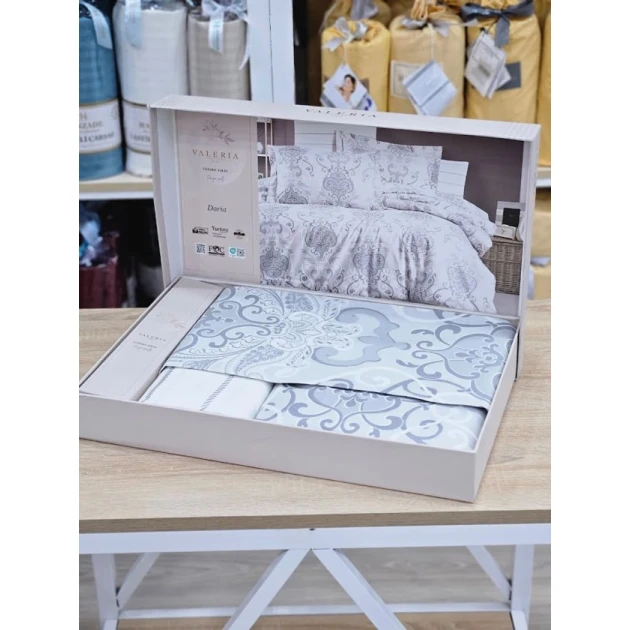 Комплект постельного белья Valeriya SHA-00006260, пододеяльник 200х220 см, простыня 240х260 см, 2 шт наволочки 50х70 см, двуспальный, хлопок, разноцветный Комплект постельного белья Valeriya SHA-00006260, пододеяльник 200х220 см, простыня 240х260 см, 2 шт наволочки 50х70 см, двуспальный, хлопок, разноцветный