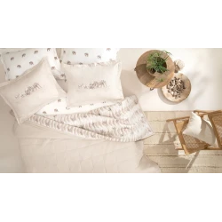 Комплект постельного белья Yataş Barnet, двуспальный, простыня 160x200x36 см, 2 шт наволочки 50х70 см, покрывало 230x240 см, полиэстер/хлопок, Bej