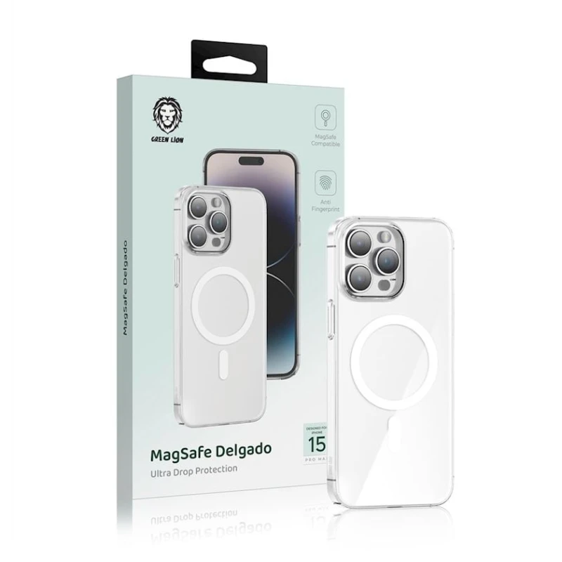 Чехол Green Lion Magsafe Delgado для Apple iPhone15 Pro Max Transparent Чехол Green Lion Magsafe Delgado для Apple iPhone15 Pro Max Transparent