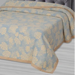 Örtük Артпостель Тропики, 240x235 sm, ikinəfərlik, jakkard/pambıq, göy/sarı