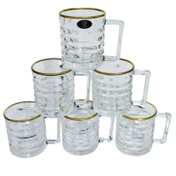 Набор чашек Gallery Home GLR-121, прозрачный/золотистый, 6 шт Набор чашек Gallery Home GLR-121, прозрачный/золотистый, 6 шт