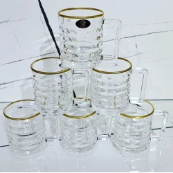 Набор чашек Gallery Home GLR-121, прозрачный/золотистый, 6 шт Набор чашек Gallery Home GLR-121, прозрачный/золотистый, 6 шт