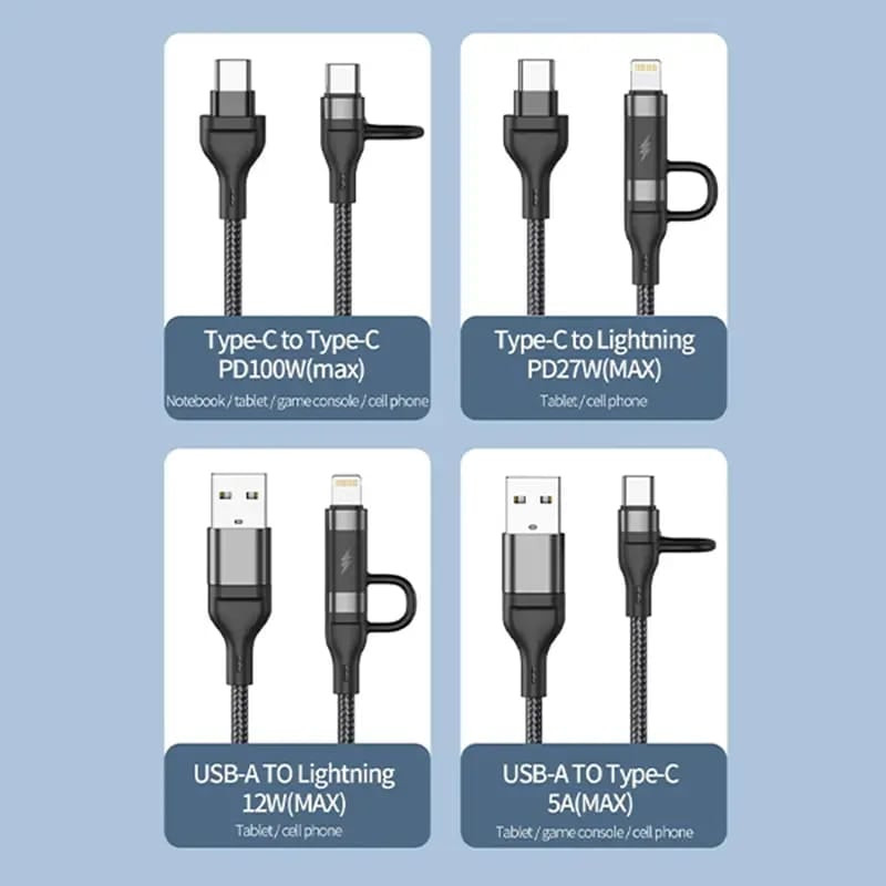 Кабель Aspor USB PD 4в1 100 Вт Кабель Aspor USB PD 4в1 100 Вт