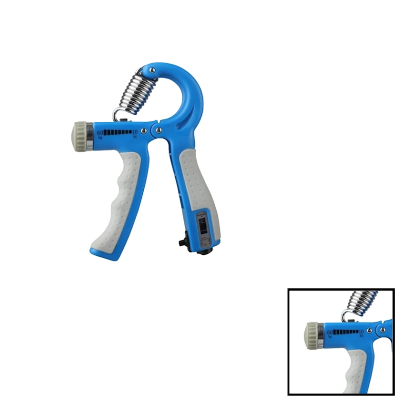 Эспандер кистевой Gymnic, с счетчиком, 16x9 см, голубой, 60 кг Эспандер кистевой Gymnic, с счетчиком, 16x9 см, голубой, 60 кг