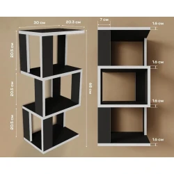 Divar rəfi Art Mebel 15, laminat, 68х30х20 sm, ağ/qara