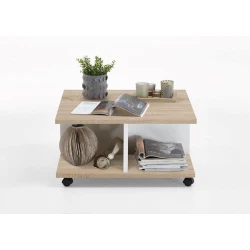 Журнальный стол Art-93, 70x70x35 см, ламинат, светло коричневый/белый Журнальный стол Art-93, 70x70x35 см, ламинат, светло коричневый/белый