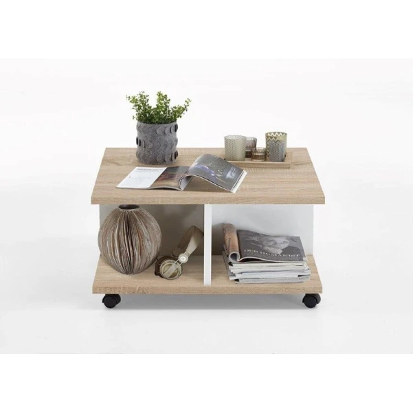 Журнальный стол Art-93, 70x70x35 см, ламинат, светло коричневый/белый Журнальный стол Art-93, 70x70x35 см, ламинат, светло коричневый/белый