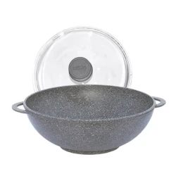 Сковорода-вок Биол Wok 30034PC Granite Gray, 2 ручки, со стеклянной крышкой, 30см Сковорода-вок Биол Wok 30034PC Granite Gray, 2 ручки, со стеклянной крышкой, 30см