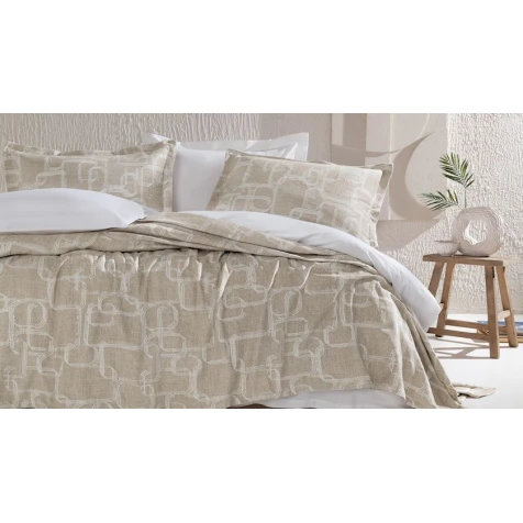 Örtük və yastıq üzü dəsti Yataş Adena, örtük 230х240 sm, yastıq üzü 50x70 sm 2 ədəd, ikinəfərlik, poliester, bej