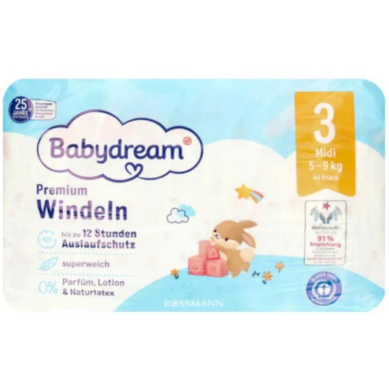 Детские подгузники Babydream Premium, 3(Midi / M), 5-9 кг, 46 шт Детские подгузники Babydream Premium, 3(Midi / M), 5-9 кг, 46 шт