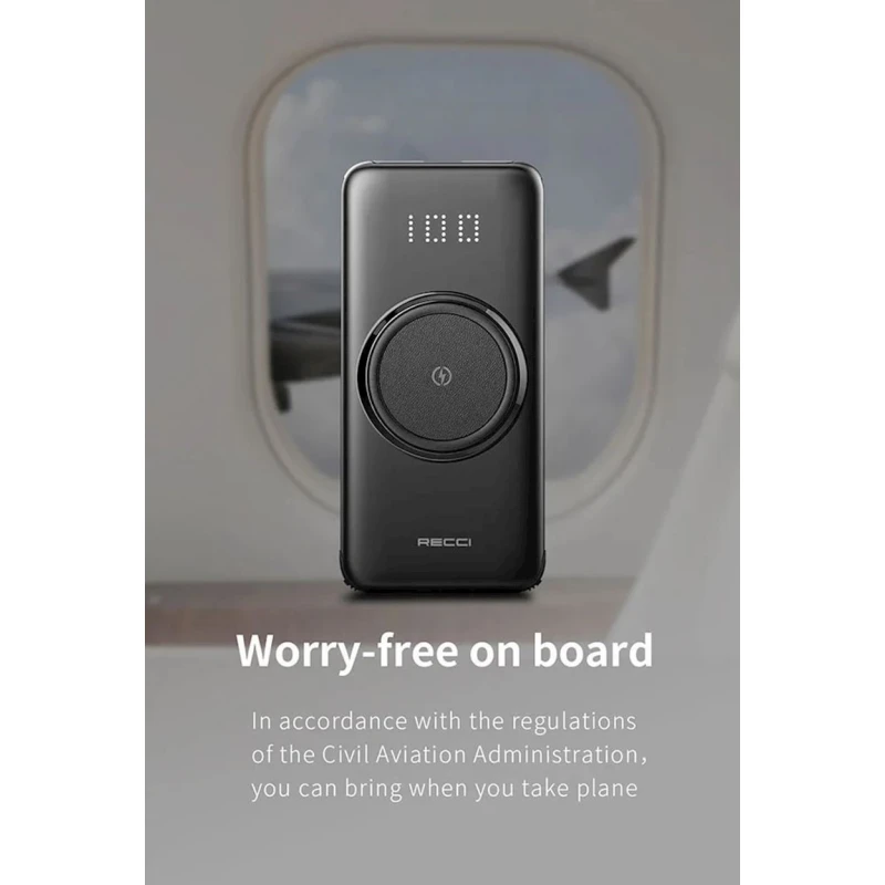 Внешний аккумулятор Recci Cable+Wireless RPB-N28 10000 mAh Black Внешний аккумулятор Recci Cable+Wireless RPB-N28 10000 mAh Black