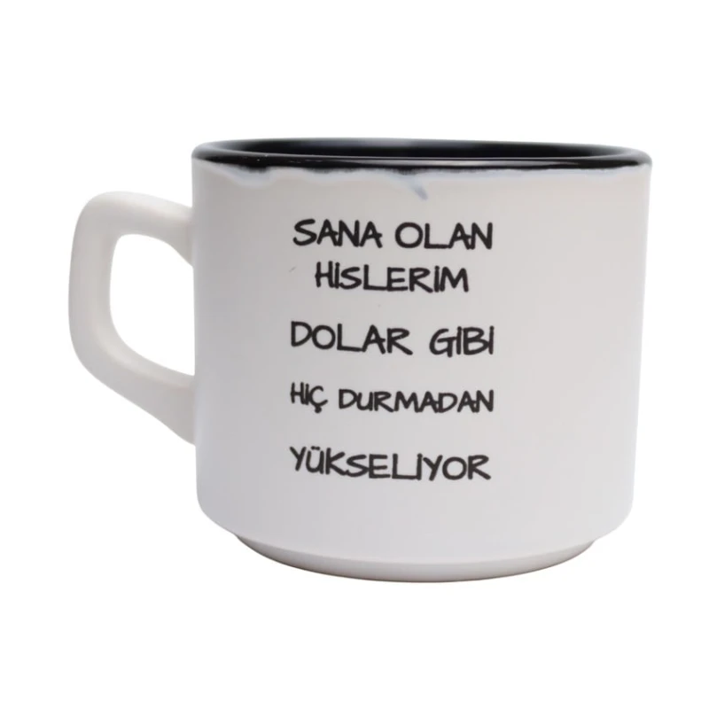 Krujka yazı ilə, 250 ml, ağ/qara