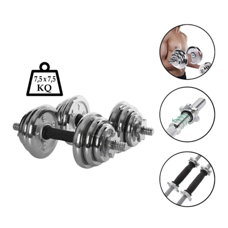 Набор гантелей Kis GS0009, 2 шт x 7.5 кг, никель, серебристые Набор гантелей Kis GS0009, 2 шт x 7.5 кг, никель, серебристые