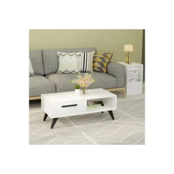 Журнальный стол ev_12116147, ламинат, белый, 90x45x35 см