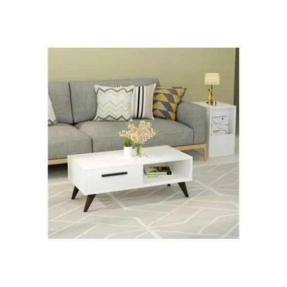 Журнальный стол ev_12116147, ламинат, белый, 90x45x35 см