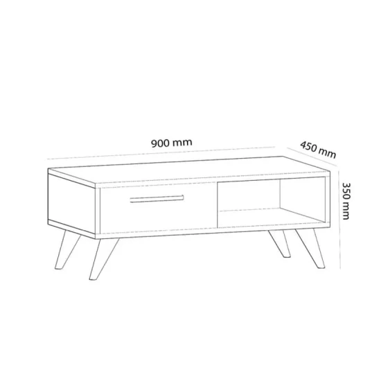 Журнальный стол ev_12116147, ламинат, белый, 90x45x35 см