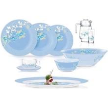 Süfrə qab-qacaq dəsti Luminarc Japanese Blue, 46 əd, 6 nəfərlik, göy/şəffaf