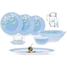 Süfrə qab-qacaq dəsti Luminarc Japanese Blue, 46 əd, 6 nəfərlik, göy/şəffaf