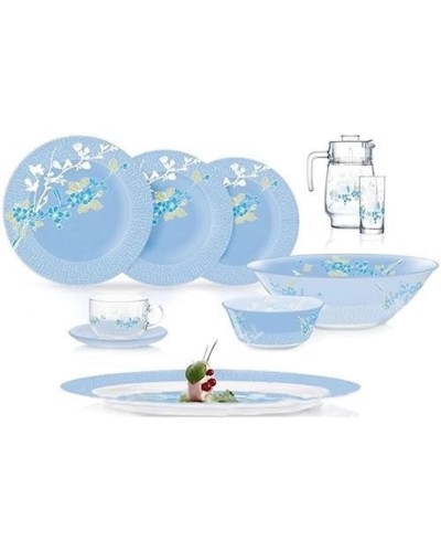 Süfrə qab-qacaq dəsti Luminarc Japanese Blue, 46 əd, 6 nəfərlik, göy/şəffaf