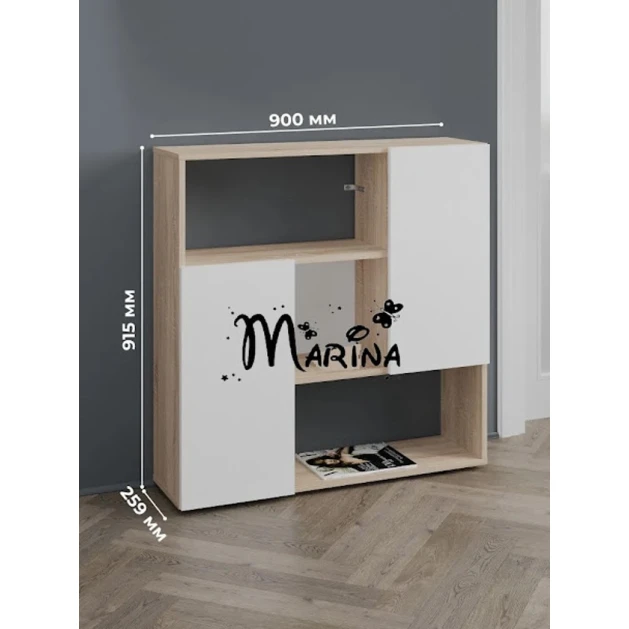 Стеллаж Marina 3563_M25BrillMix, ЛДСП, 91.5x25.9x90 см, бежевый