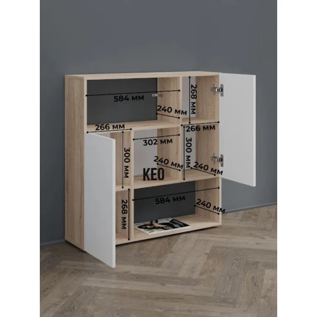 Стеллаж Marina 3563_M25BrillMix, ЛДСП, 91.5x25.9x90 см, бежевый