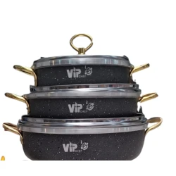 Набор кастрюль VIP SHA-00004395, гранит, черный, 20/24/28 см