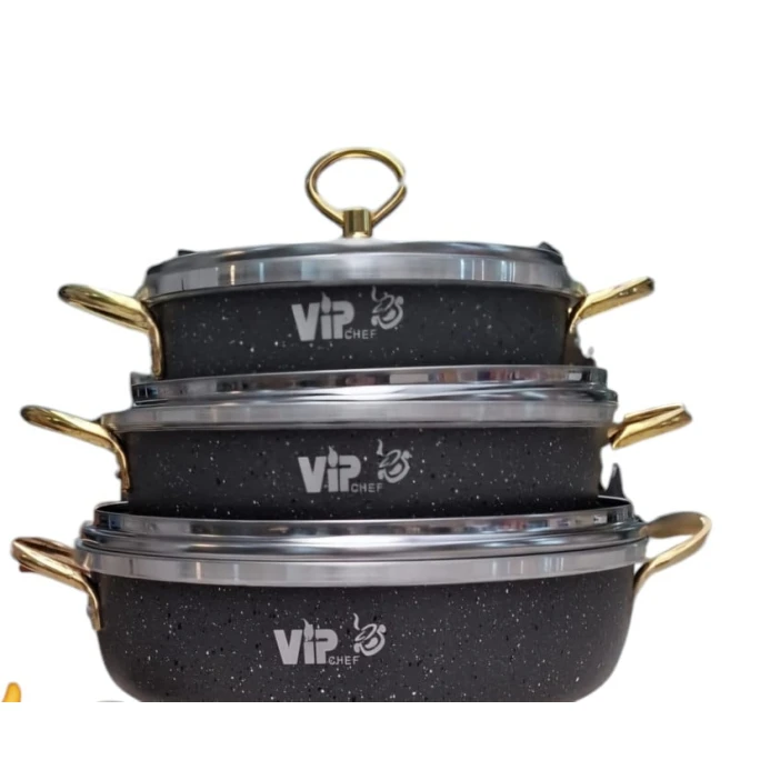 Набор кастрюль VIP SHA-00004395, гранит, черный, 20/24/28 см