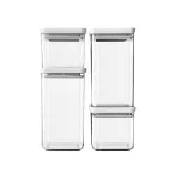Набор контейнеров Brabantia Tasty+, 2x0.7 л/2x1.6 л, пластик, прозрачный/серый, 4 шт