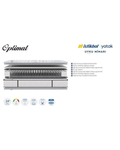 Ortopedik döşək Istikbal Optimal, 90 x 190 x 24 sm, ağ