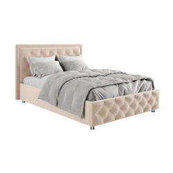 Полутороспальная кровать Art_ikili_yataq 25, ламинат, бежевая, 200x160x120 см