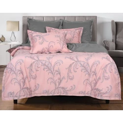 Yataq dəsti Артпостель Жюли, yorğan üzü 175x215 sm, mələfə 220x240 sm, yastıq üzü 50x70/70x70 sm, ikinəfərlik, mako-satin, boz/çəhrayı