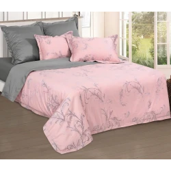 Yataq dəsti Артпостель Жюли, yorğan üzü 175x215 sm, mələfə 220x240 sm, yastıq üzü 50x70/70x70 sm, ikinəfərlik, mako-satin, boz/çəhrayı