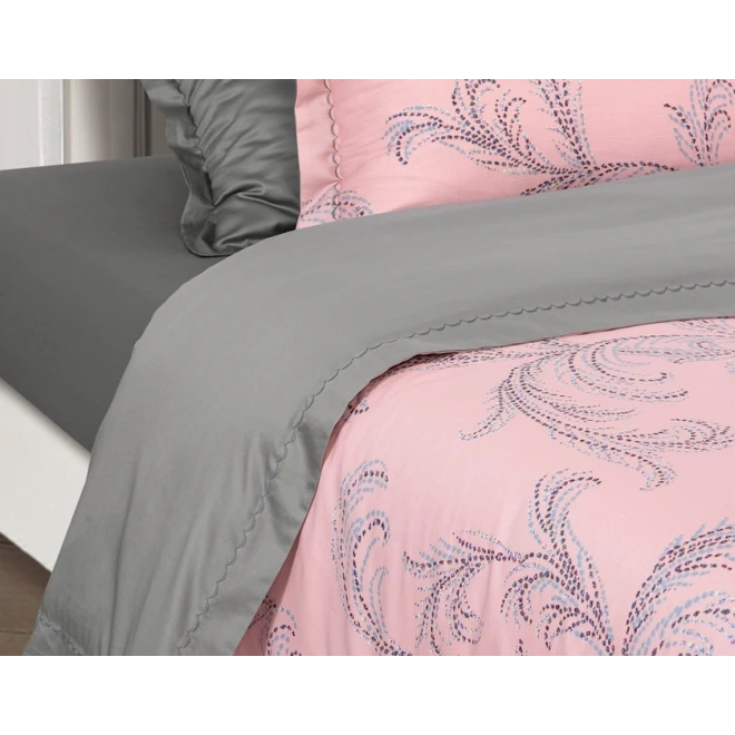 Комплект постельного белья Артпостель Жюли, пододеяльник 175x215 см, простыня 220x240 см, наволочка 50x70/70x70 см, двуспальный, мако-сатин, серый/розовый Комплект постельного белья Артпостель Жюли, пододеяльник 175x215 см, простыня 220x240 см, наволочка 50x70/70x70 см, двуспальный, мако-сатин, серый/розовый