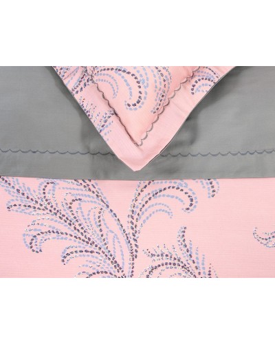 Yataq dəsti Артпостель Жюли, yorğan üzü 175x215 sm, mələfə 220x240 sm, yastıq üzü 50x70/70x70 sm, ikinəfərlik, mako-satin, boz/çəhrayı