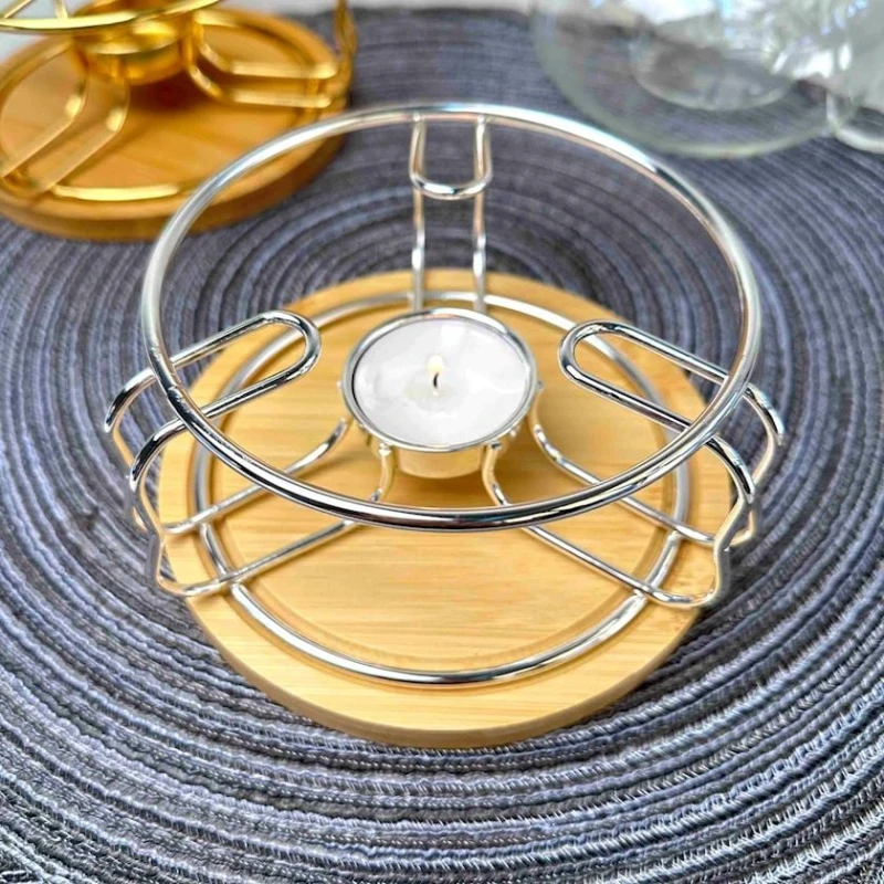 Çaynik üçün altlıq, 17x7 sm, taxta/metal, gümüşü