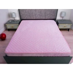 Наматрасник защитный Narlı 000692, двуспальный, велюр, розовый, 160x200 см